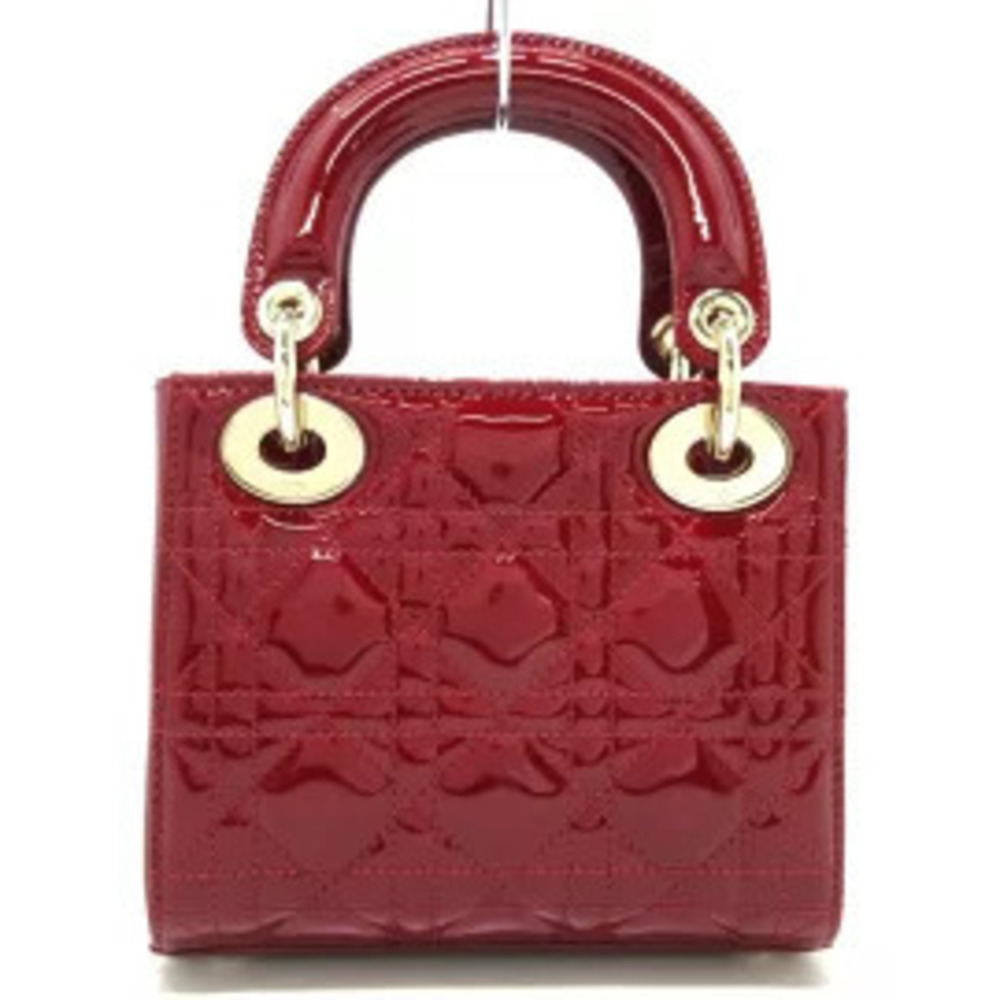 Dior Bag Handbag  Christian Red Enamel Leather Lady Red
